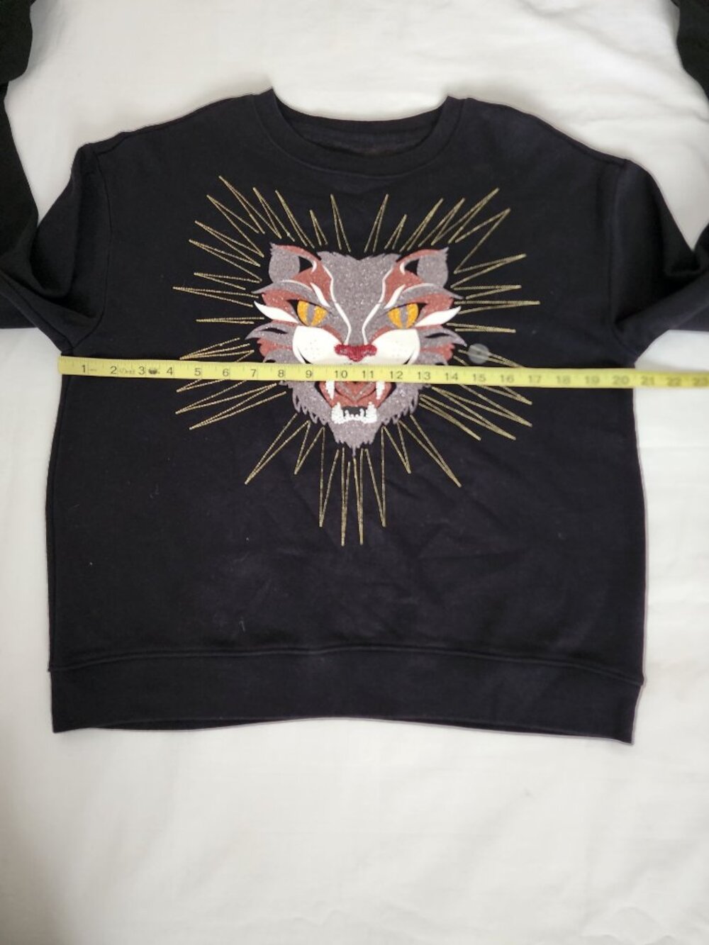 Aeropostale Embroidered Beaded Cat Feline Graphic Crewneck‎ Sweatshirt Sz Medium - Picture 9 of 11